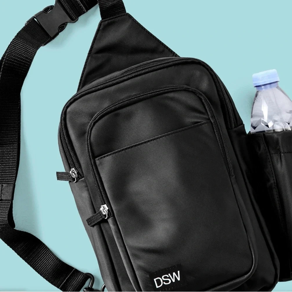 Black Sling Bag with Bottle Holder